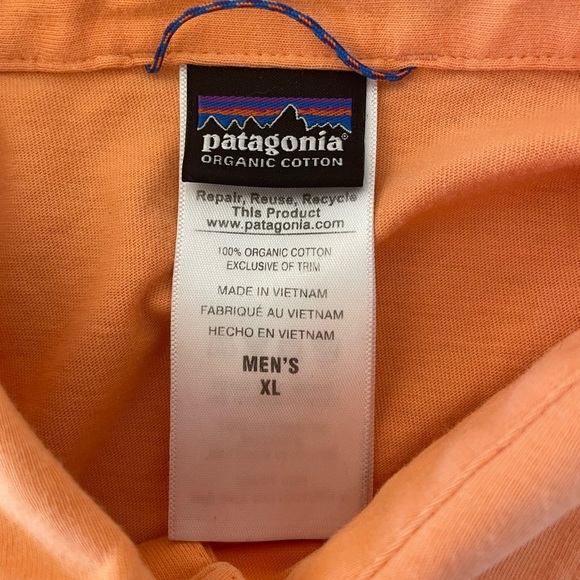Patagonia Polo Shirt Men’s Trout 100% Organic Cotton Orange Size XL Outdoors - Picture 3 of 9